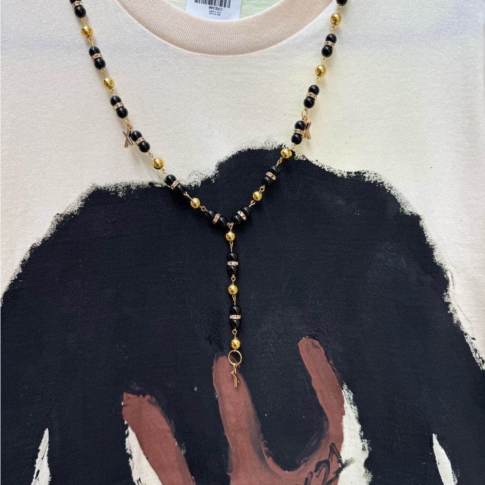 Elegant Black and Gold Beaded Necklace